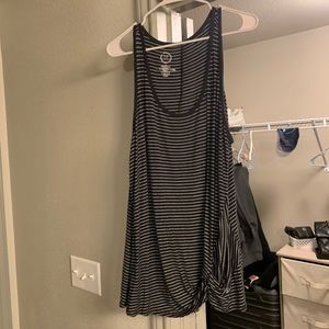 Black and white stripe long tank